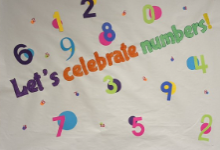 Poster with numbers on it and it says "Let's celebrate numbers!"