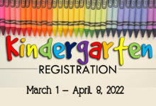 Crayons and the words Kindergarten Registration across the middle